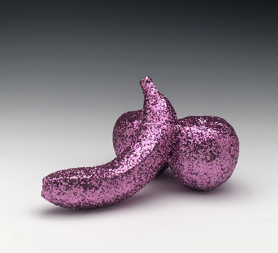 Pink Glitter Vessel Bananas & Apples by Wesley Harvey